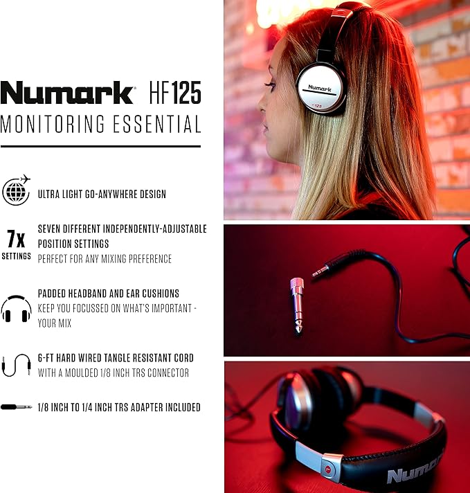 Pyle Portable Laptop Stand with Numark HF125 Headphones - PLPTS35 and HF125