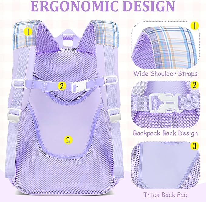 Kids Backpacks for Girls - Cute Girls Backpack for Elementary, Middle and High School Students - 18" Large Capacity School Bookbag with Multiple Pockets