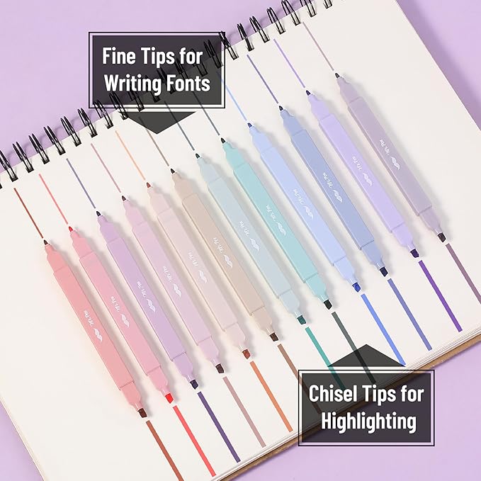 Mr. Pen- Dual Tip Aesthetic Highlighters, 12 Pack, Chisel & Fine Tips, Joyful Earth, Cute Highlighters Assorted Colors