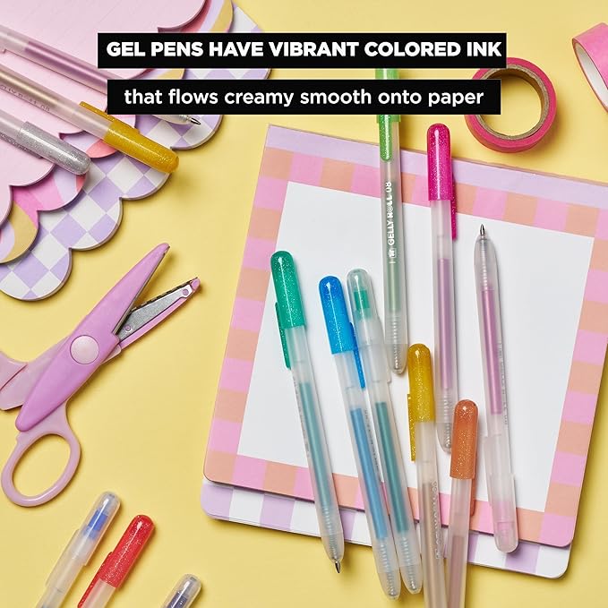 SAKURA Gelly Roll Retractable Gel Pens Colored - Classic, Craft, Stardust & Metallic - For Journaling, Art, or Drawing - Medium Point - With Assorted Colored Ink - 12 Pens