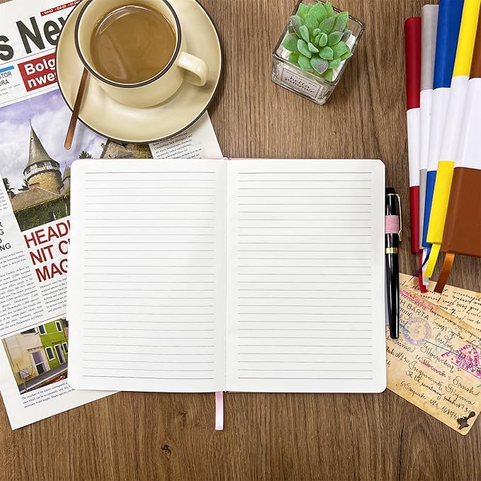 Notebook Journal, College Ruled Notebook Lined A5 160 Pages,Hard Cover Journals for Writing, Notebooks for Work Office School Women Men,5.7 inches x 8.4 inches(White)