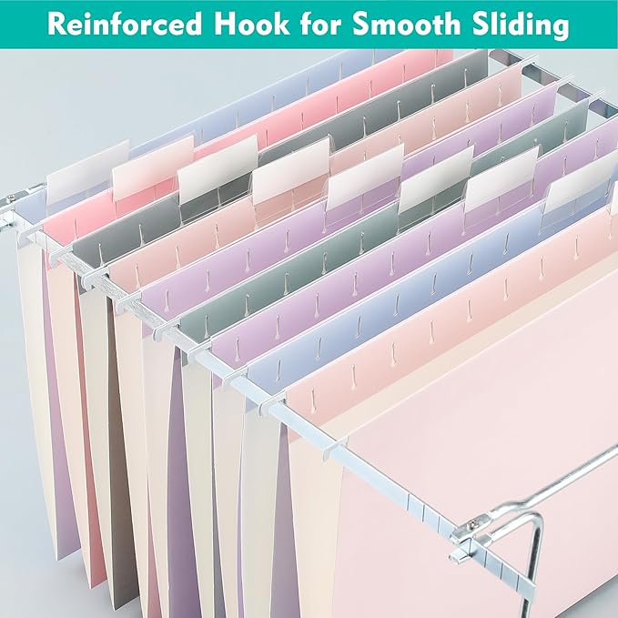Zzrywuty Hanging File Folders Letter Size, 30-Pack Hanging File Folder with 1/5-Cut Tabs, Pastel File Folders Hanging Organizers for Filing Cabinet, Bulky Files & Medical Charts
