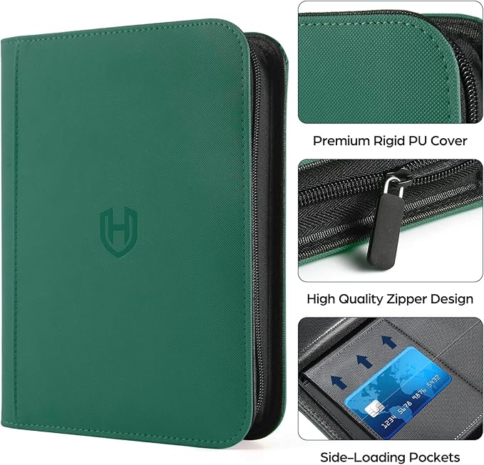 Card Binder 12 Pocket with Zipper, 816 Pockets Trading Card Holder Book, Premium PU Cover Zip Folder Binder, Side Loading Carrying Case Binder Album for TCG, MTG, Sports Cards, Game Cards