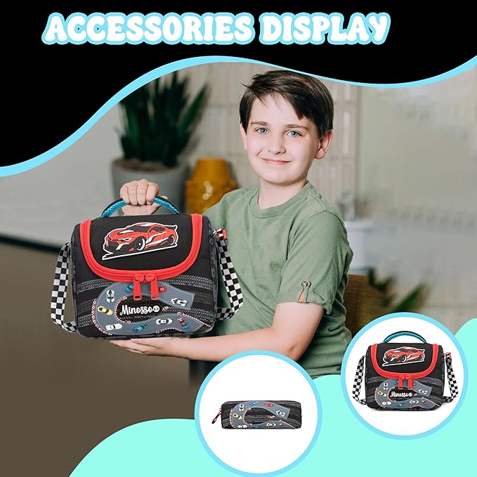 Boys Rolling Backpack for Kids 8-12 Trolley School Bag with Wheels Travel Backpack for Kids with Lunch Bag Set Back to School Supplies