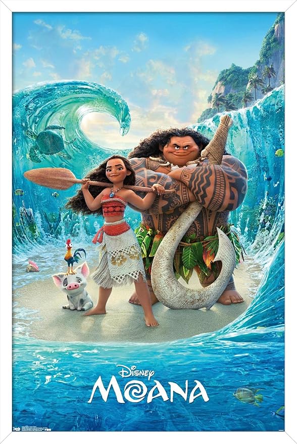 Disney Moana - Ocean Floor Wall Poster, 22.4L" x 14.7W", White Framed Version