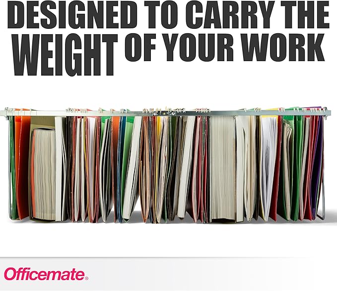 Officemate Hanging File Frame, Letter Size (Fits 24″–27″), Adjustable Heavy-Duty Steel File Drawer Organizer for Desks, Cabinets & Shelves, Set of 4 (91965)