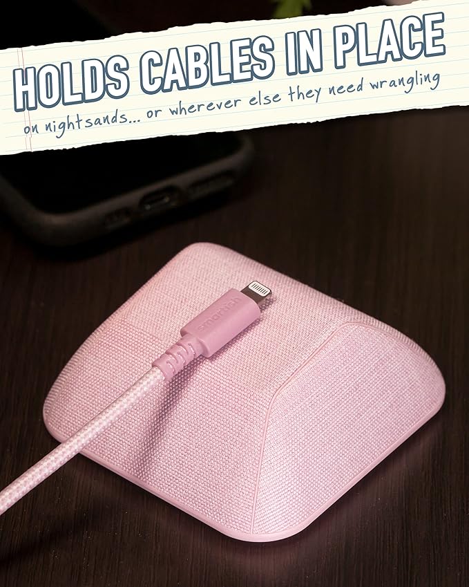 Smartish® Magnetic Cord Holder - Cable Wrangler Organizer with Magnet Clips for Charger Management on Desktop, Nightstand for USB-C + Lightning - I'm Blushing