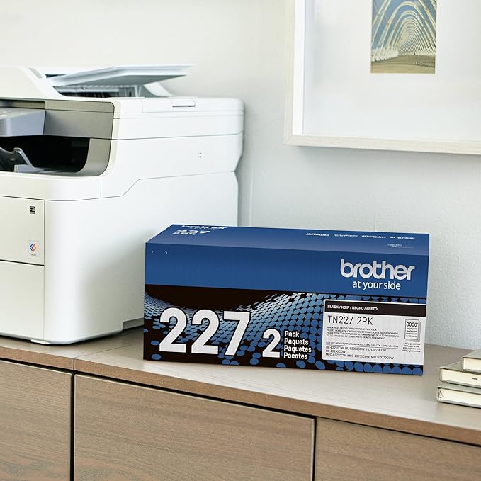 Brother Genuine TN227 High-Yield Black Toner Cartridge Twin Pack for Professional Laser Printing, 2 Pack Yields 6,000 Pages Total, Compatible with HL-L3210CW HL-L3230CDW Printers