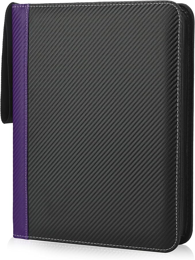 9 Pockets Trading Card Binder with Sleeves Card Organizer, 900 Double Sided Pocket PU Card Collection Binder, Baseball Binder,for Sports Card, MTG, TCG Yugioh Card (Purple)