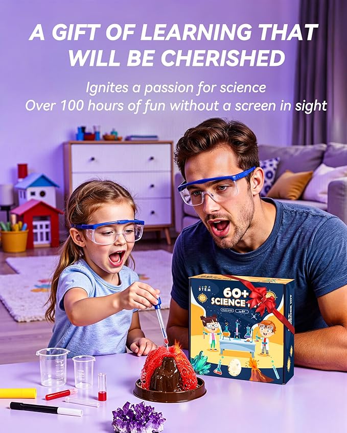60+ Science Experiment Kit for Kids Ages 8+, STEM Educational Science Gifts for Kids, First Science Kit for Boys Girl Birthday