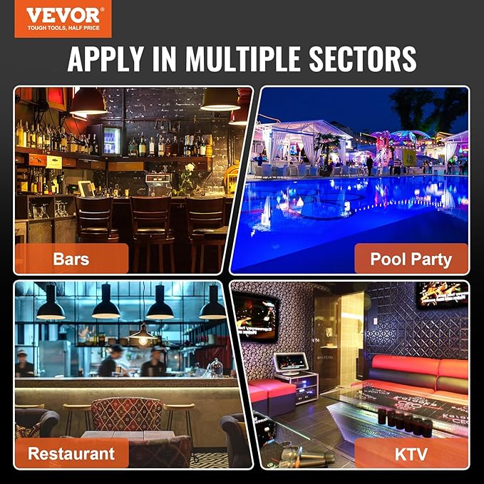 VEVOR LED Lighted Liquor Bottle Display, 2 Tiers 16 Inch Commercial Illuminated Home Bar Shelf, 2 Steps Whiskey Rack Stand, Acrylic Drink Shelves with RF Remote & App Control, and Multicolor Light