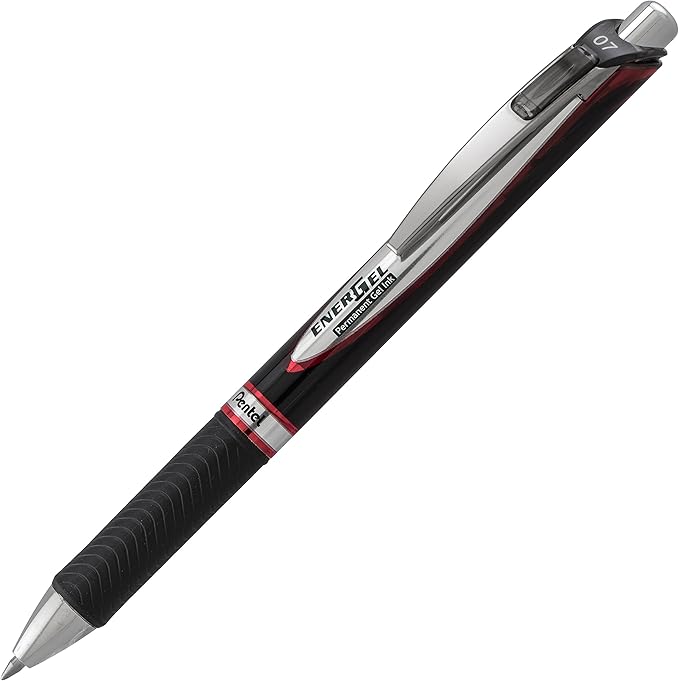 Pentel EnerGel Pro Permanent Gel Ink Pen, (0.7mm) Assorted Colors, 3 Pack (BLP77BP3M), black/red/blue