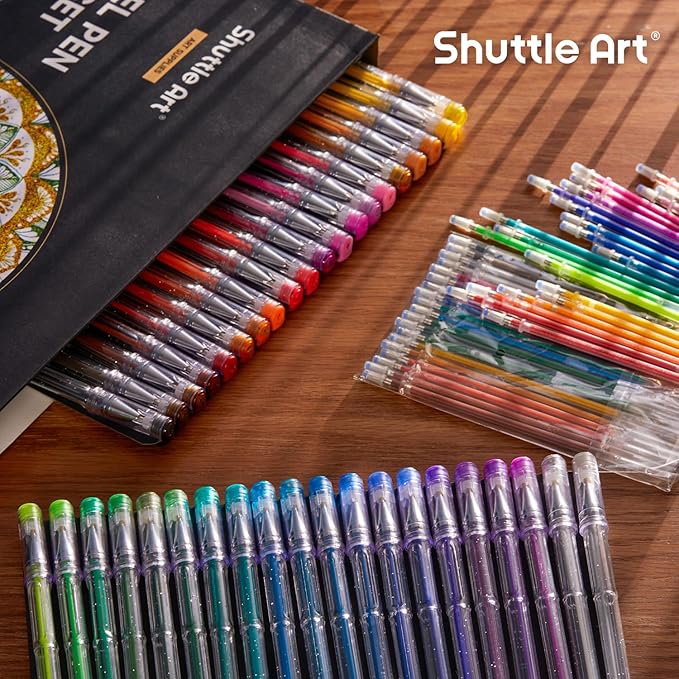 Shuttle Art 80 Pack Glitter Gel Pens, 40 Colors Glitter Gel Pens Set with 40 Refills for Adults Coloring Books Drawing Crafts Scrapbooking Journaling