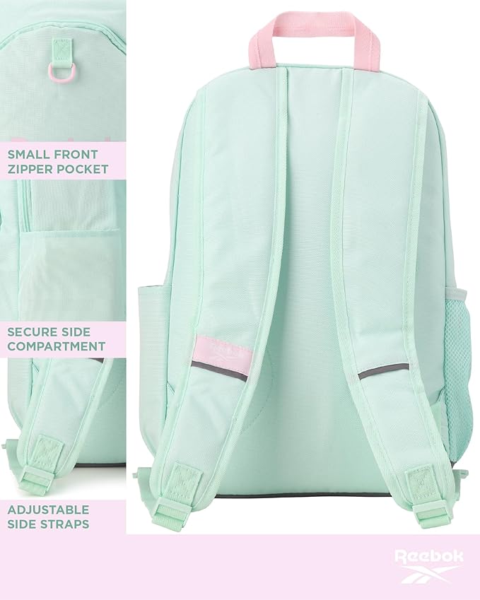 Reebok Girls and Boys Backpack - 2-in-1 Coordinated School Backpack for Girls and Boys with Detachable Lunch Box for Kids, Aqua
