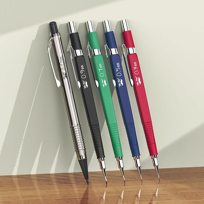 Mr. Pen Mechanical Pencil Set with Lead and Eraser Refills, 5 Sizes - 0.3, 0.5, 0.7, 0.9 and 2 Millimeters, Drafting, Sketching, Illustrations, Architecture