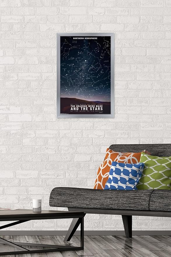The Stars Wall Poster, 22.4L" x 14.7W", Silver Framed Version
