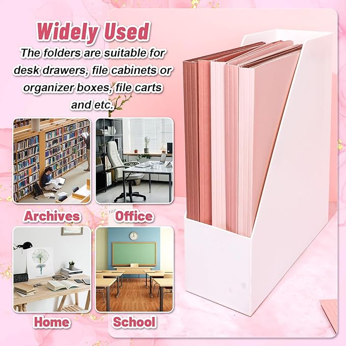 Whaline 24 Pack Dusty Pink File Folders Letter Size Gradient Pink File Pockets with 1/3 Cut Tab 8.9 x 11.6 Inch Valentine's Day Cute Documents Folders for Home Office Classroom Supplies, 4 Colors