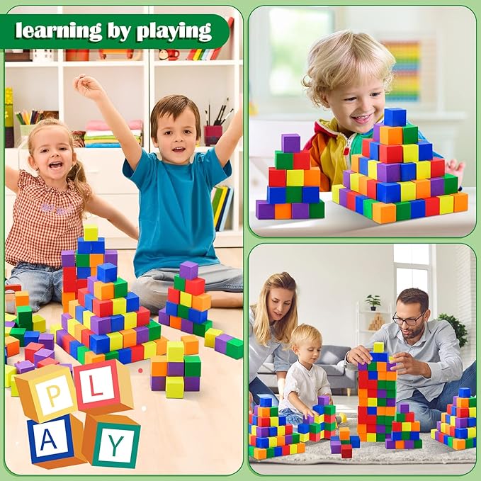 Fuutreo 200 Pieces Foam Blocks 1 Inch Counting Blocks Soft Counting Cubes for Kids Math Learning Small Colored Foam Cubes for Children Preschool Classroom Teacher Supplies, Assorted Colors