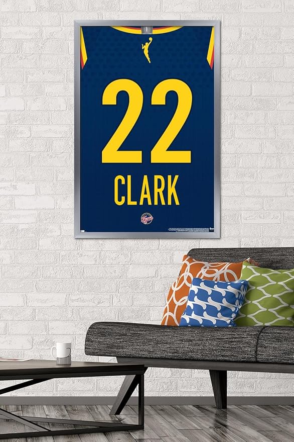 WNBA Indiana Fever - Caitlin Clark Jersey Wall Poster, 34L" x 22.4W", Silver Framed Version