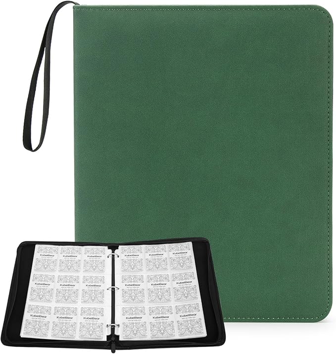 Card Binder – 720 Capacity, Zippered Trading Card Holder for MTG, Sports & Collectible Cards – Acid-Free, Durable & Travel-Friendly Storage (Green dots, 9 Pocke)