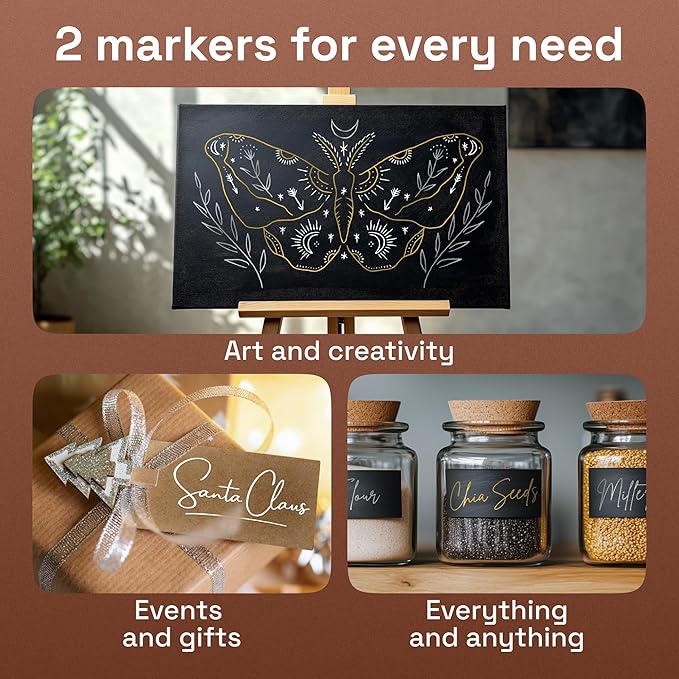 ARTISTRO White, Gold & Silver Acrylic Paint Pens – 0.7mm Extra Fine Tip Paint Pens for Crafts, Greeting Cards, Ornament Decor, Rock Painting, DIY Art