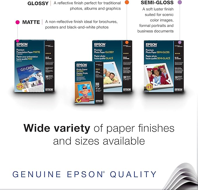 Epson Premium Presentation Paper MATTE (8.5x11 Inches, Double-sided, 50 Sheets) (S041568),Bright White