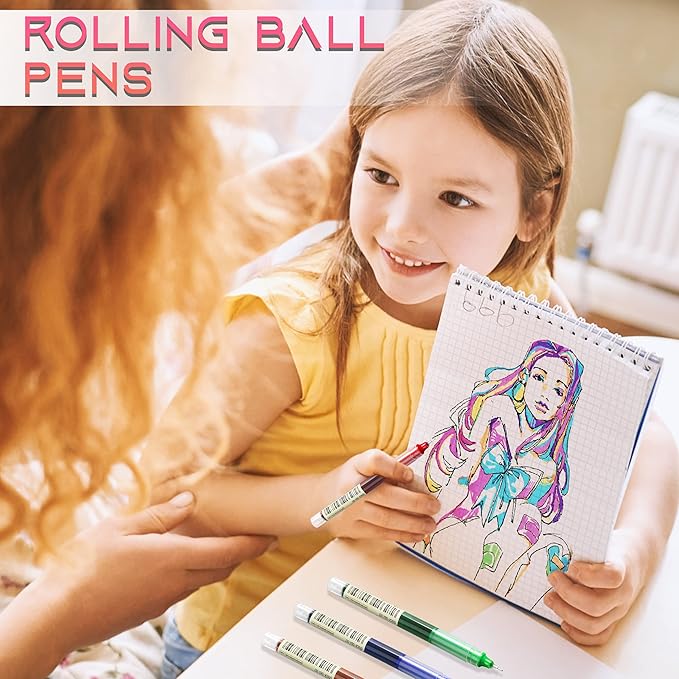 USUAL 12pcs Gel Ink Pens Liquid Ink Rollerball Multi Color Pen 0.5 mm Fine Point Smooth Writing Pens Cute Nurse Pen Back to School Supplies
