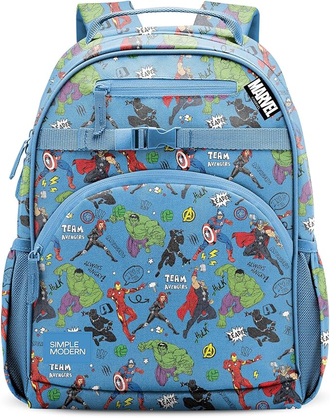 Simple Modern Large Marvel Avengers Kids Backpack for School Girls and Boys | Elementary Backpack for Teen | Fletcher Collection | Kids - 16" tall | Avengers Heroes