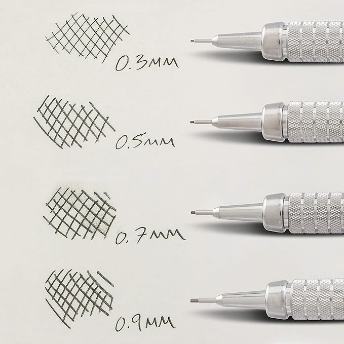 Pentel GraphGear 500 Mechanical Drafting Pencil, (0.9mm), Bold Line, Gray Barrel, Pack of 4 (PG529BP4N)