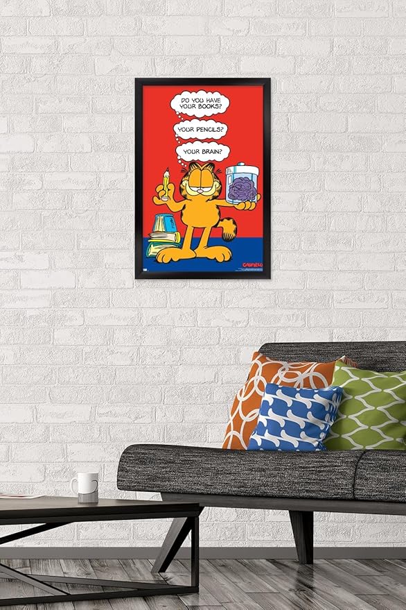 Garfield - Brain Wall Poster, 22.4L" x 14.7W", Black Framed Version