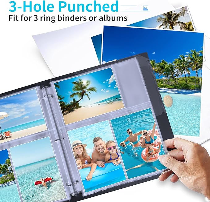 30 Pack Photo Sleeves for 3 Ring Binder - (4x6, for 180 Photos), Archival Page Protectors, Clear Plastic Refill Pages, Postcard Sleeves, Acid-Free