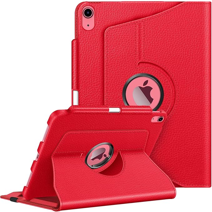 Fintie Rotating Case for iPad (A16) 11th Generation 11 Inch (2025), iPad 10th Generation 10.9 Inch (2022) - [Built-in Pencil Holder] 360 Degree Rotating Protective Stand Cover, Red