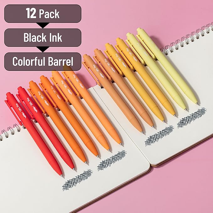 Mr. Pen- Retractable Gel Pens, 12 Pack, Black Ink, Summer Morning Barrel Gel Pens Fine Point 0.5mm, Gel Ink Pens, Aesthetic Pens for Journaling Fine Tip Pens