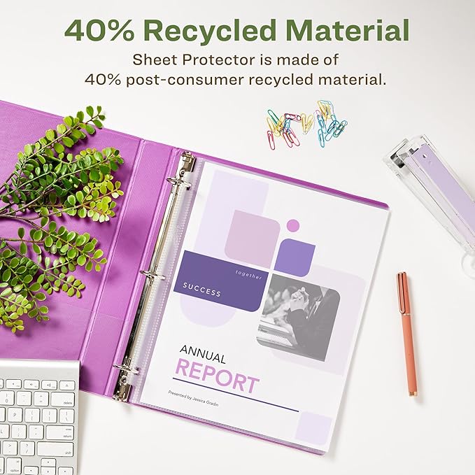 Avery EcoFriendly Recycled Economy Sheet Protectors, Semi-Clear, Top Load, 100 Document Protectors (75537)