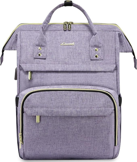 LOVEVOOK College Laptop Backpack, 15.6 Inch Travel Backpack for College, Waterproof Work Backpack Woman for Teacher Nurse Anti-theft Travel Back Pack, Gifts for Women, Purple