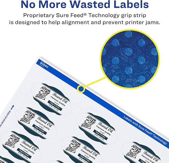 Avery Glossy White Oval Scalloped Labels, Sure Feed Technology, 2" x 3", 800 Glossy White Labels, Print-to-The-Edge, Permanent Adhesive, Laser/Inkjet Printable