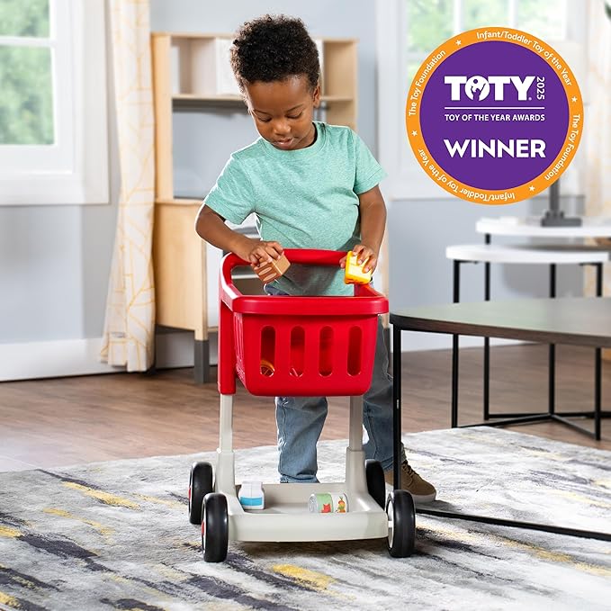 Radio Flyer Toddler Shopping Cart Walker with Wheels, Lights, and Sound for Ages 1+, Educational and Imaginative Play and Walk Behind