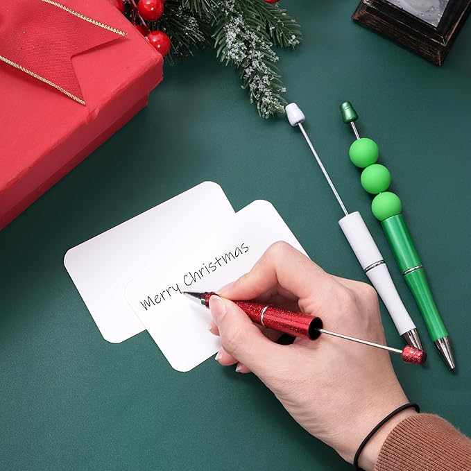 jiebor 30Pcs Christmas Beadable Pens Plastic Bead Ballpoint DIY Cute Cool Pens Black Ink for Women Men Bridal Graduation Gift Office Supplies