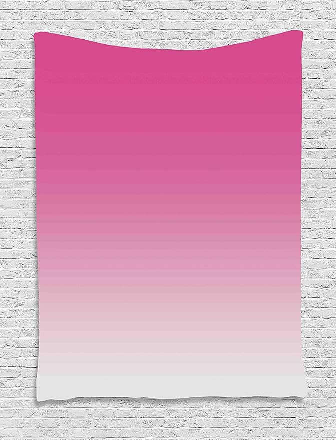 Ambesonne Ombre Tapestry, Hot Pink Candy and Cream Girly Elements Inspired Ombre Digital Design Art Print Modern, Wall Hanging for Bedroom Living Room Dorm Decor, 60" X 80", Pink