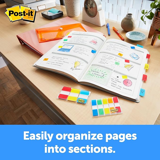 Post-it Tabs, 1 in Solid, Asst Colors, 25/Color, 25/Dispenser, 4 Dispenser/Pack (686-RALY) (24 Pack)