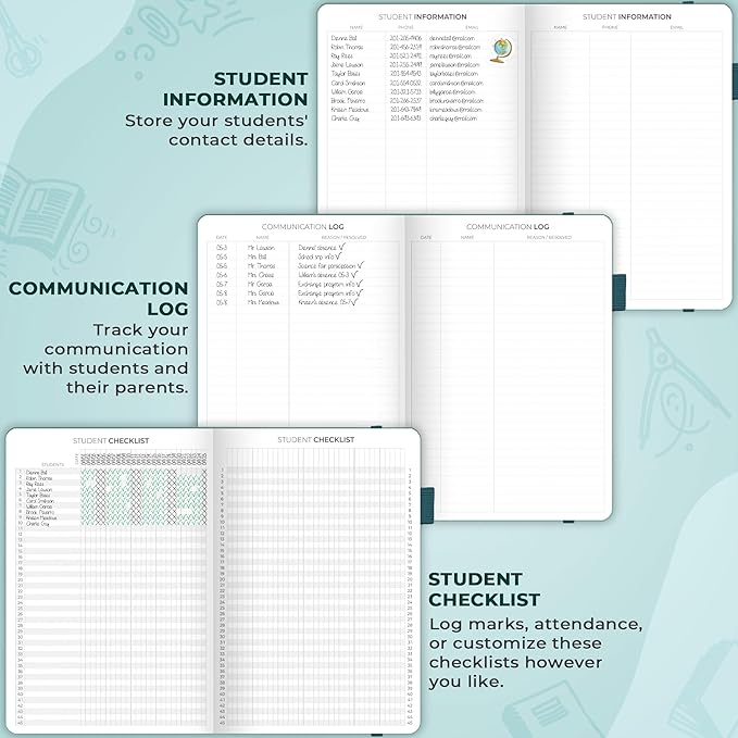 Clever Fox Teacher Planner – School Year Planner with Calendars & Lesson Plans – Teacher Plan Book for Classroom & Homeschool Organization - Undated, 7x10″, Hardcover (Aquamarine)