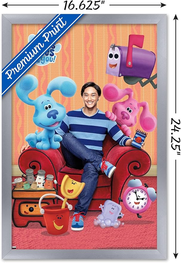 Nickelodeon Blue's Clues - Group Wall Poster, 22.4L" x 14.7W", Silver Framed Version