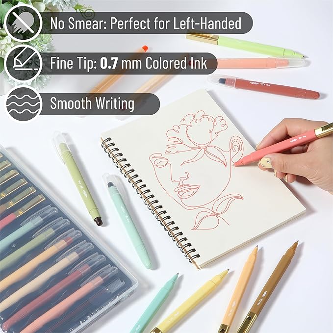 Mr. Pen- Bible Highlighters and Pens No Bleed with Case, Warm Earthy Tones, 19 pcs, 6 x Gel Highlighters, 6 x 0.7mm Ballpoint Bible Pens with 6 x Refills