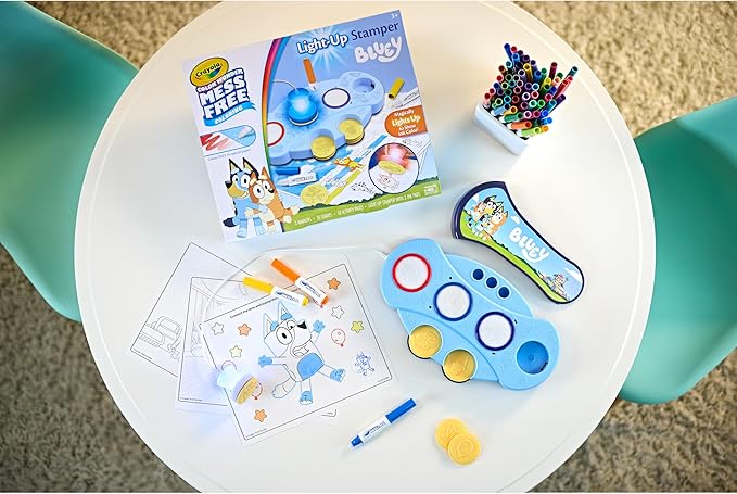 Crayola Magic Light Up Bluey Stamper Art Set, Toddler Mess Free Coloring & Stamping Kit, Essential Easter Basket Stuffer for Kids, Bluey Toys, Gifts for Ages 3, 4, 5