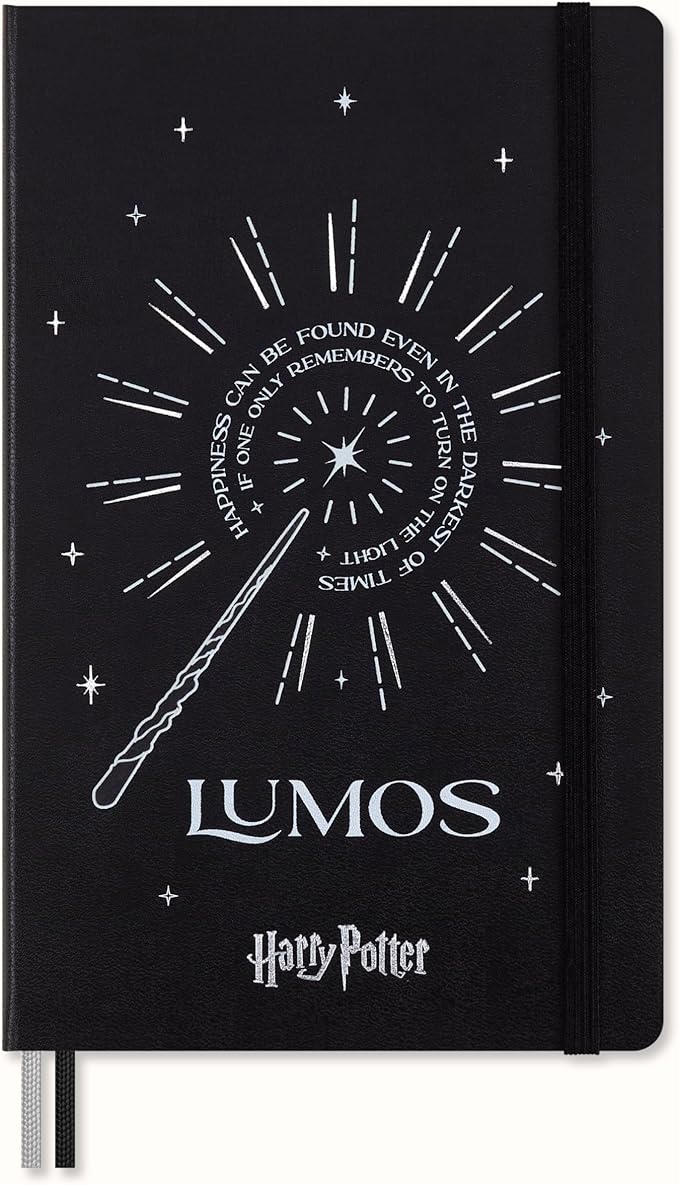 Moleskine Wizarding World Harry Potter Limited Edition Spells Collection, Lumos Notebook with glow in the dark special-effect, Hard Cover, Ruled, Large (5" x 8.25"), Black, 176 pages