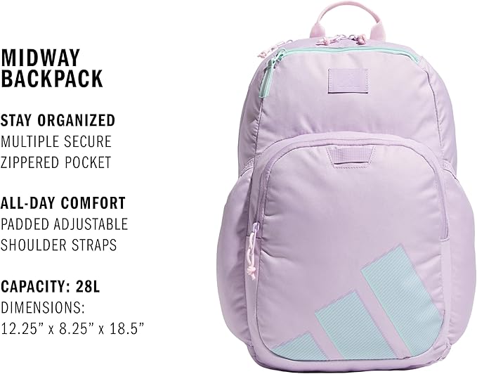 adidas Midway School Backpack – Bookbag for Laptop Work Travel, 28L