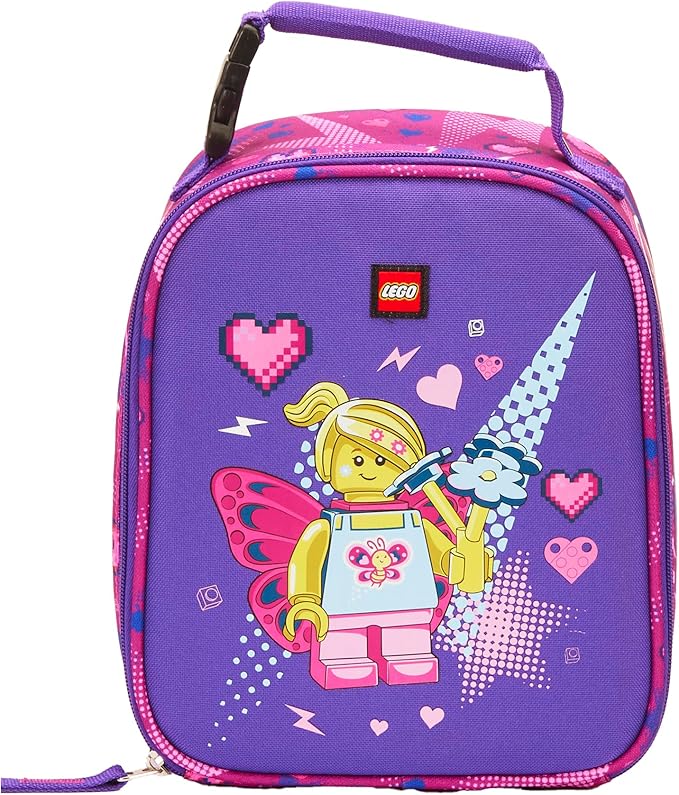 LEGO CHARACTER Lunch Box, Insulated Soft Reusable Lunch Bag Meal Container for Boys and Girls, Perfect for School or Travel, Meal Tote - BUTTERFLY GIRL