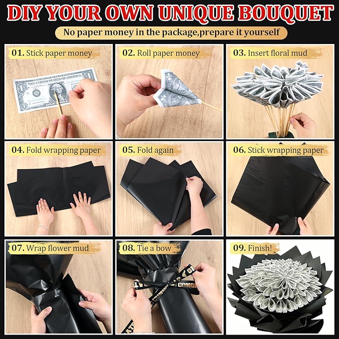 DataMoon 2026 Graduation Gifts for Her Him, DIY Money Bouquet Kit Class of 2026 Middle High School College Graduation Gifts Ideas for Women Daughter Son