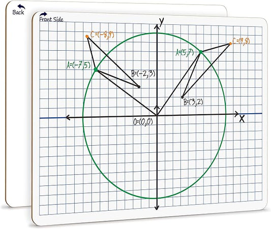 Scribbledo Dry Erase XY Axis Graph Lap Boards 9” X 12” for Student and Classroom Use Math White Board Double Sided White Board