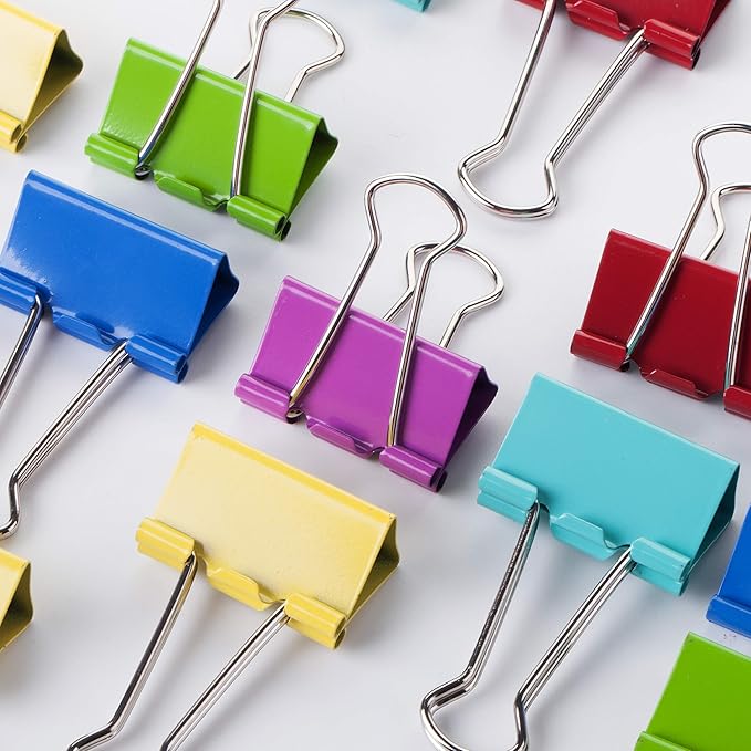 Mr. Pen- Colored Binder Clips, 1.25 inch, 50 Pack, Medium, Color Binder Clips Medium Size, Binder Clip, Paper Clips for Paperwork, Office Clips